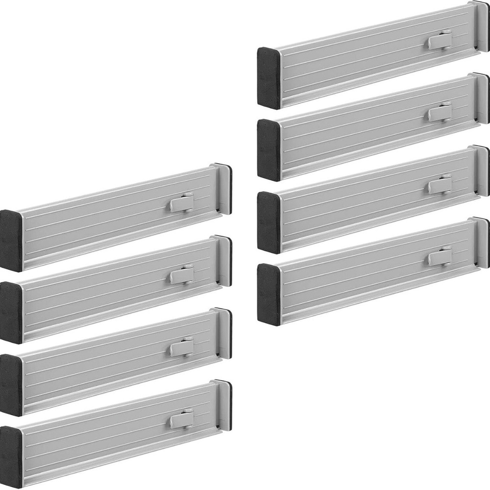 mDesign Expandable Dresser Drawer Divider 8 Pack, Gray